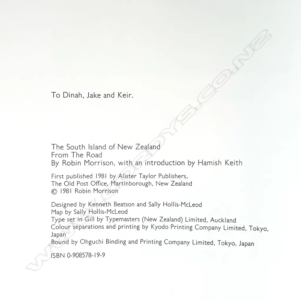 ROBIN MORRISON; THE SOUTH ISLAND OF NEW ZEALAND FROM THE ROAD Image 1++